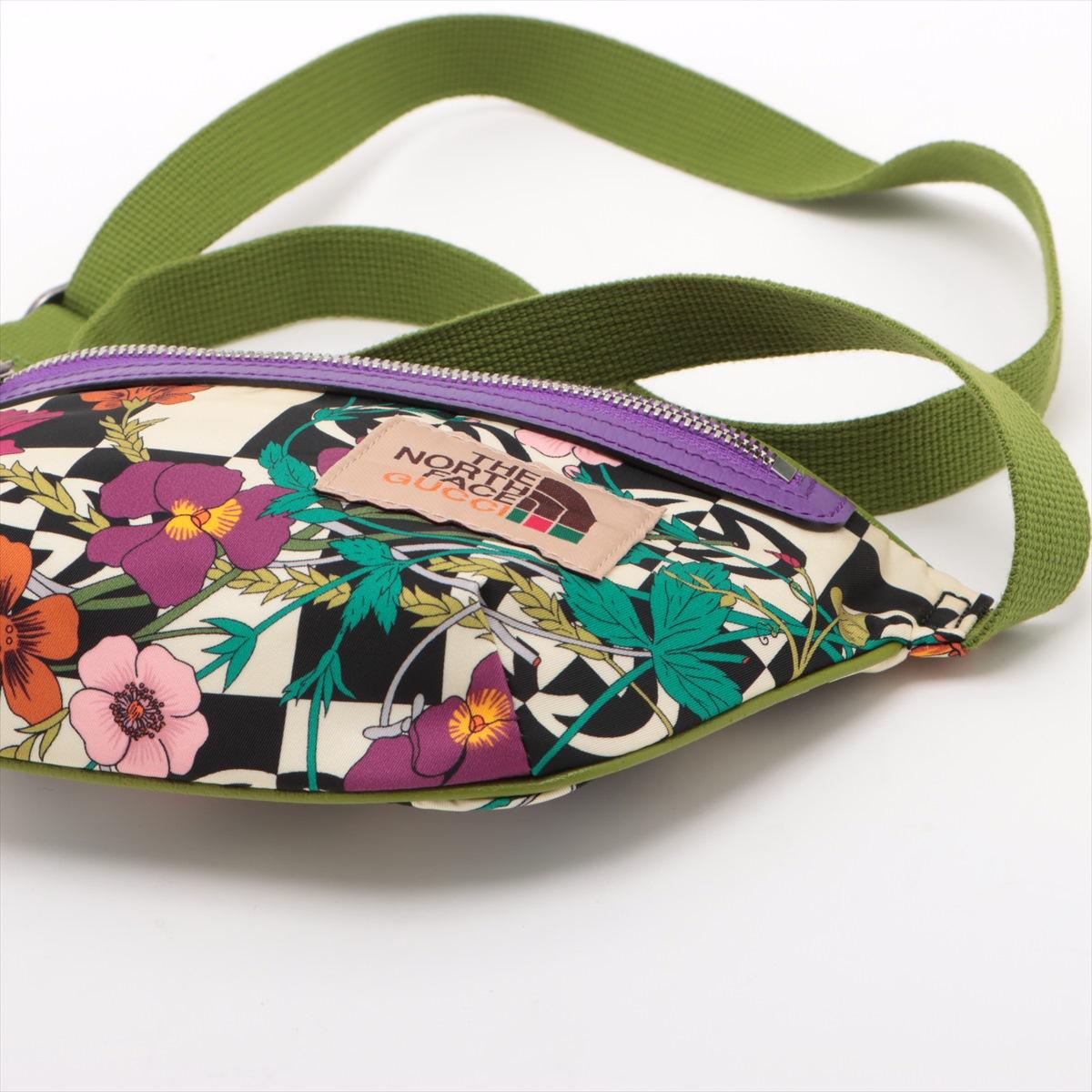 Gucci x North Face Floral Nylon Leather Bumbag Multicolor In Good Condition For Sale In Humacao, PR