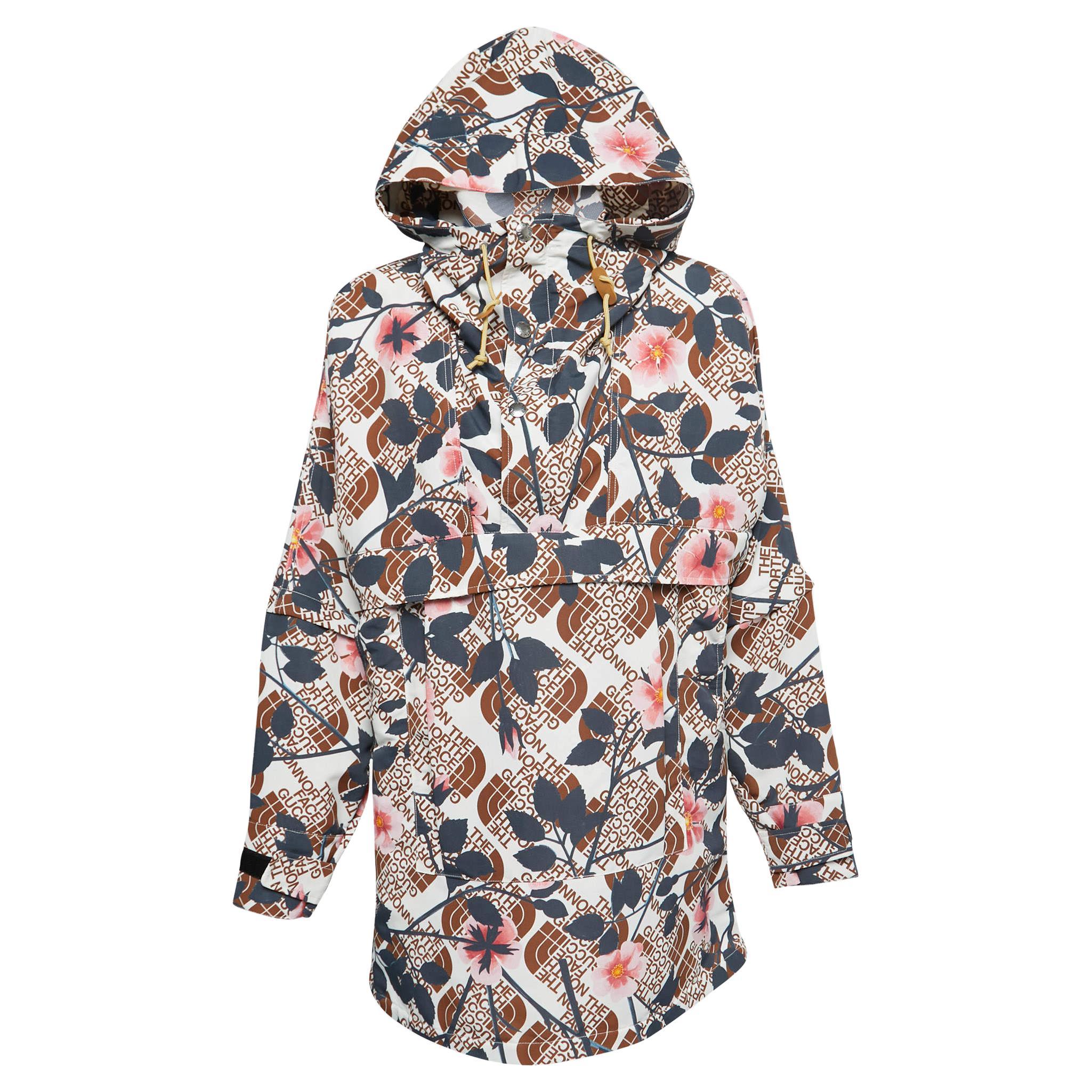 Gucci X North Face Multicolor Floral Print Synthetic Hooded Jacket XXS