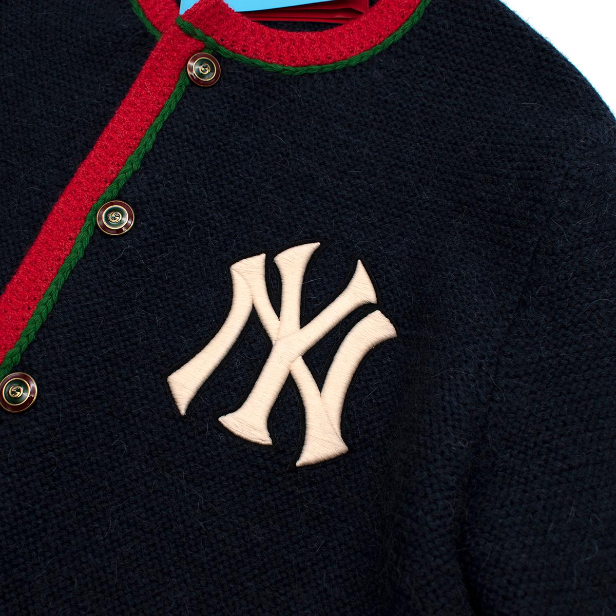 Black Gucci X NY Yankees Blue Wool Web Cardigan - Size XL