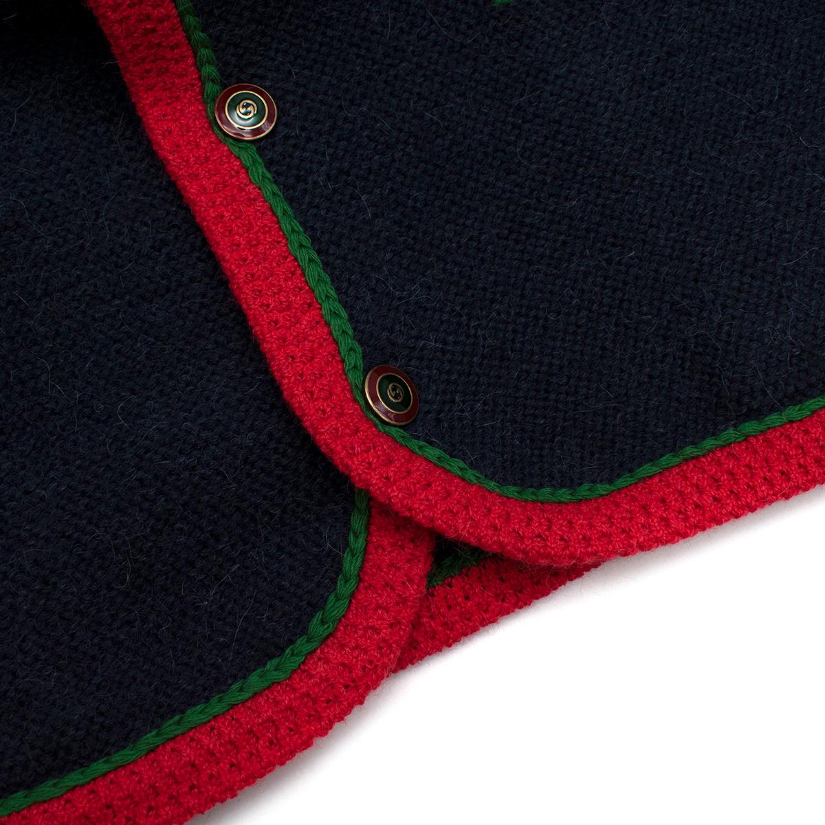 Men's Gucci X NY Yankees Blue Wool Web Cardigan - Size XL