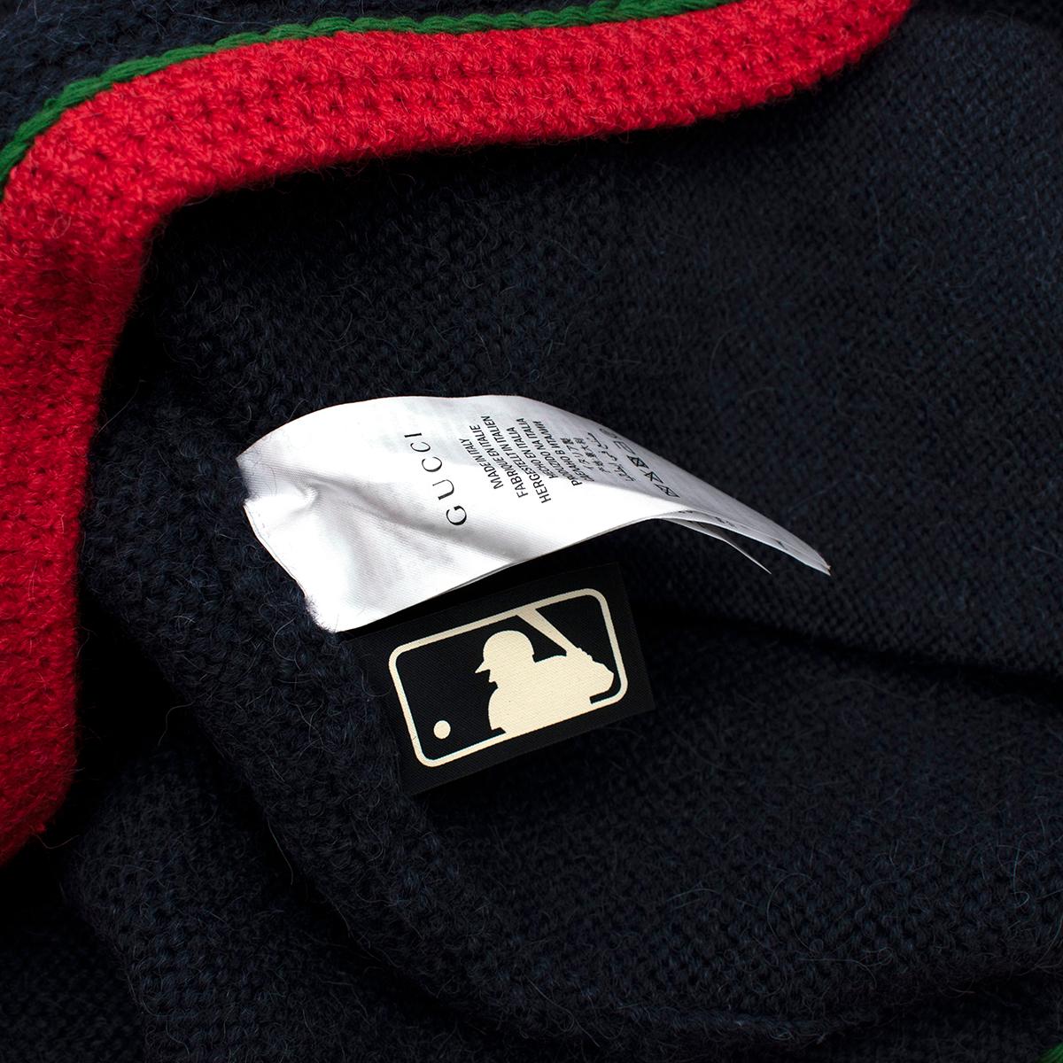 Gucci X NY Yankees Blue Wool Web Cardigan - Size XL 1
