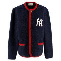 Gucci X NY Yankees Blue Wool Web Cardigan - Size XL