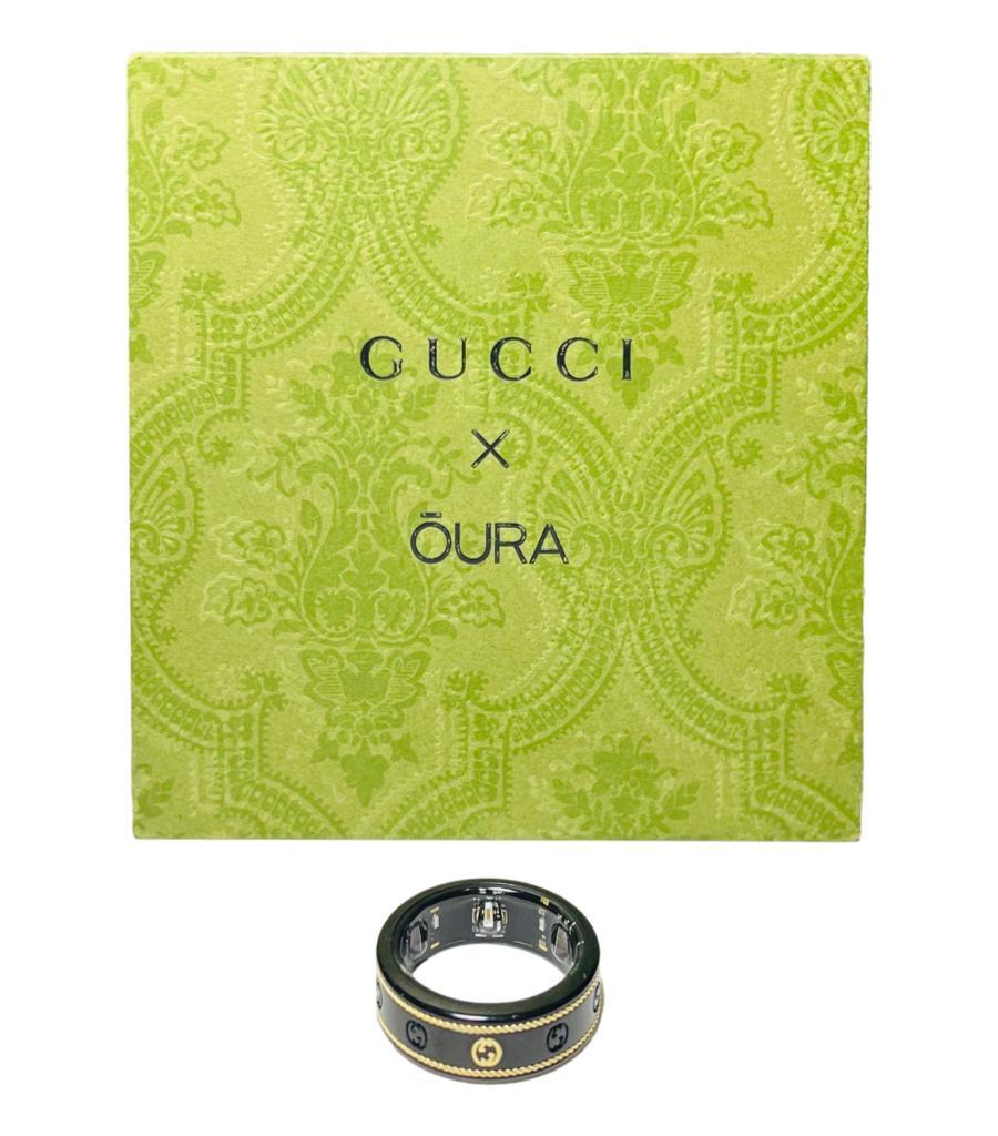 Limited Edition - Gucci X Oura GG 18K Gold & Titanium Smart Ring
Black titanium sleep and fitness tracking ring with iconic interlocking 'GG' and 18K yellow gold braided torchon detailing around the band.
Featuring latest Generation 3 technology and