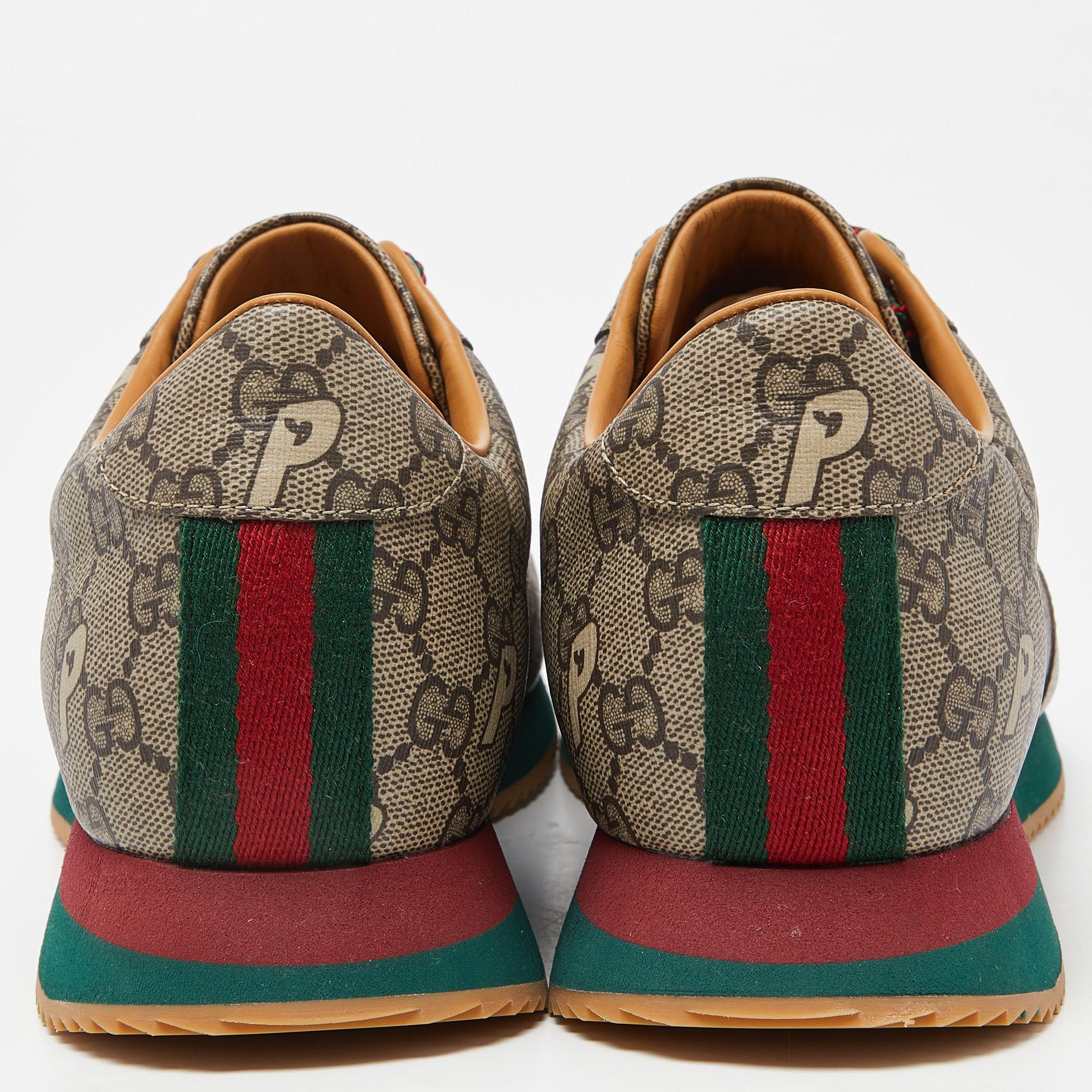 Gucci x Palace Brown GG Supreme Canvas and Leather Sneakers Size 44 2