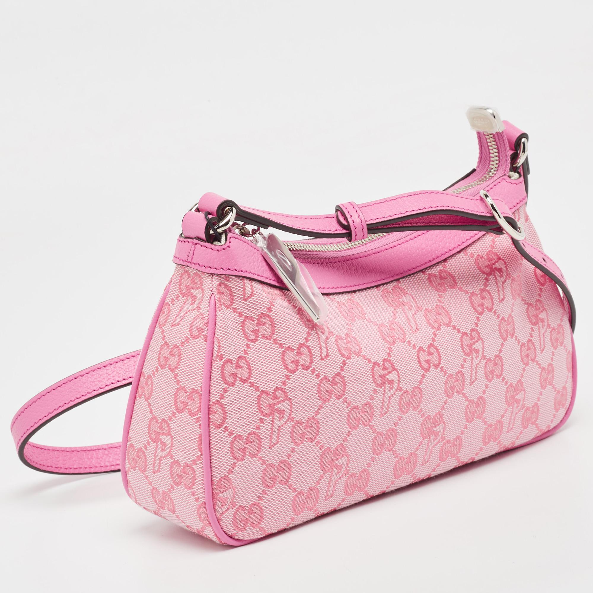 The Gucci x Palace bag embodies elegance and urban flair. Crafted from luxurious pink GG-P canvas, it features the iconic Palace logo, exuding contemporary style. Its compact design offers practicality without compromising on sophistication, making
