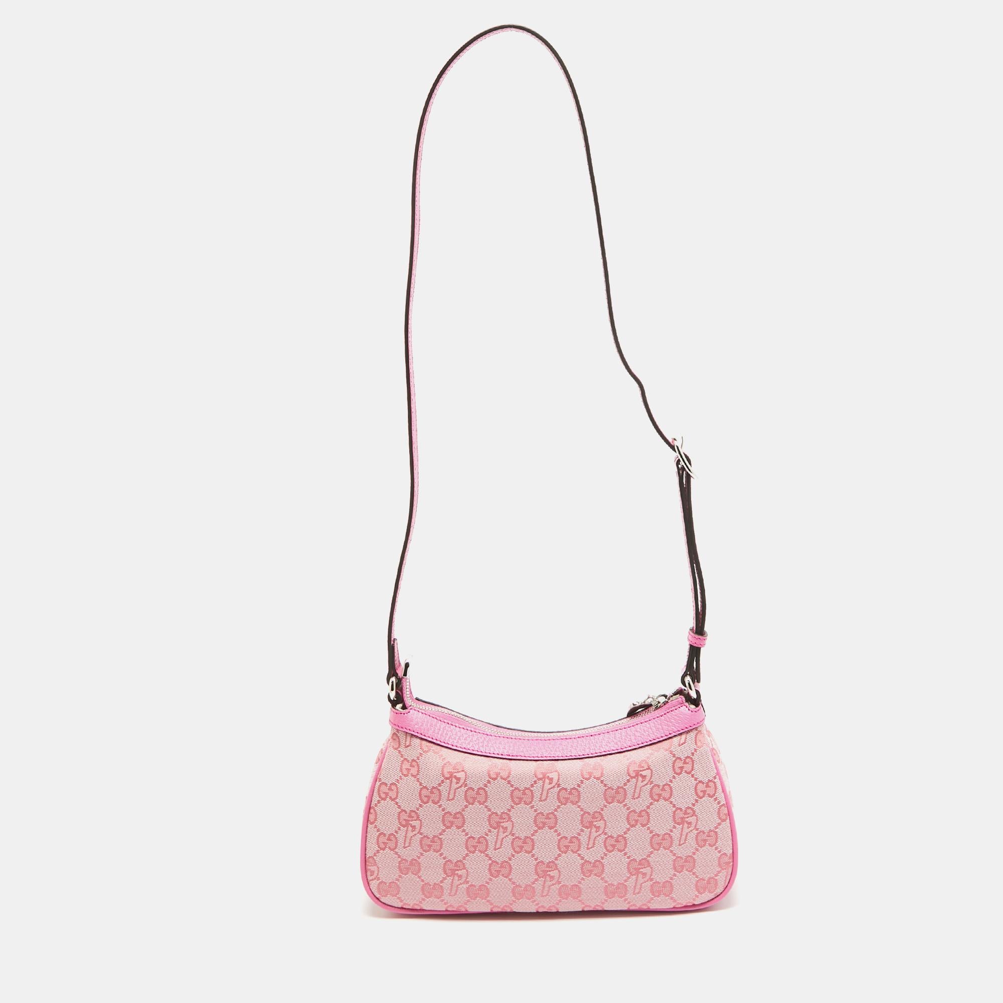 Women's Gucci x Palace Pink GG-P Canvas Half-Moon Mini Bag