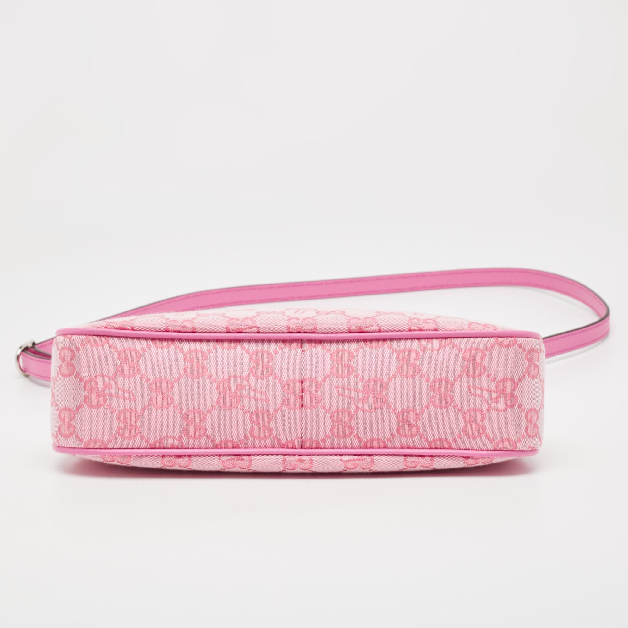 Women's Gucci x Palace Pink GG-P Canvas Half-Moon Mini Bag