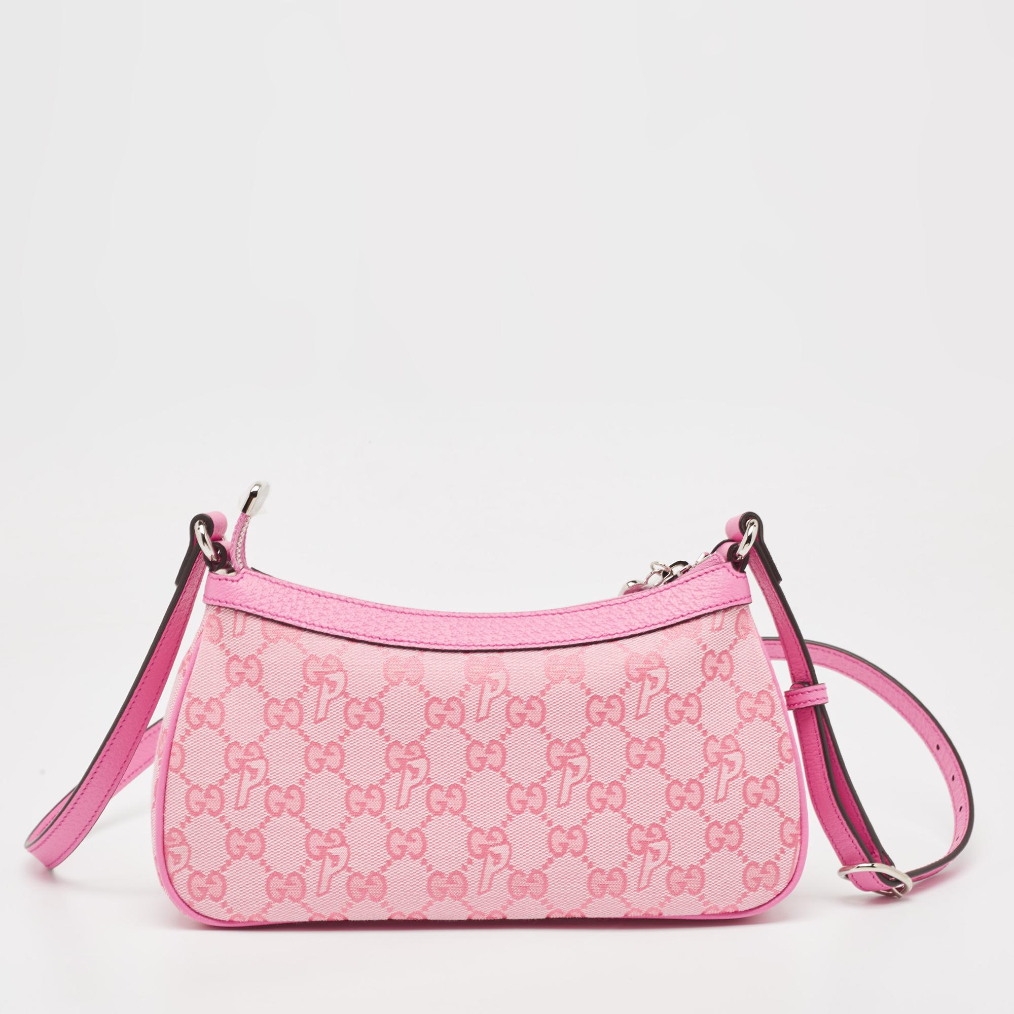 Gucci x Palace Pink GG-P Canvas Half-Moon Mini Bag 3