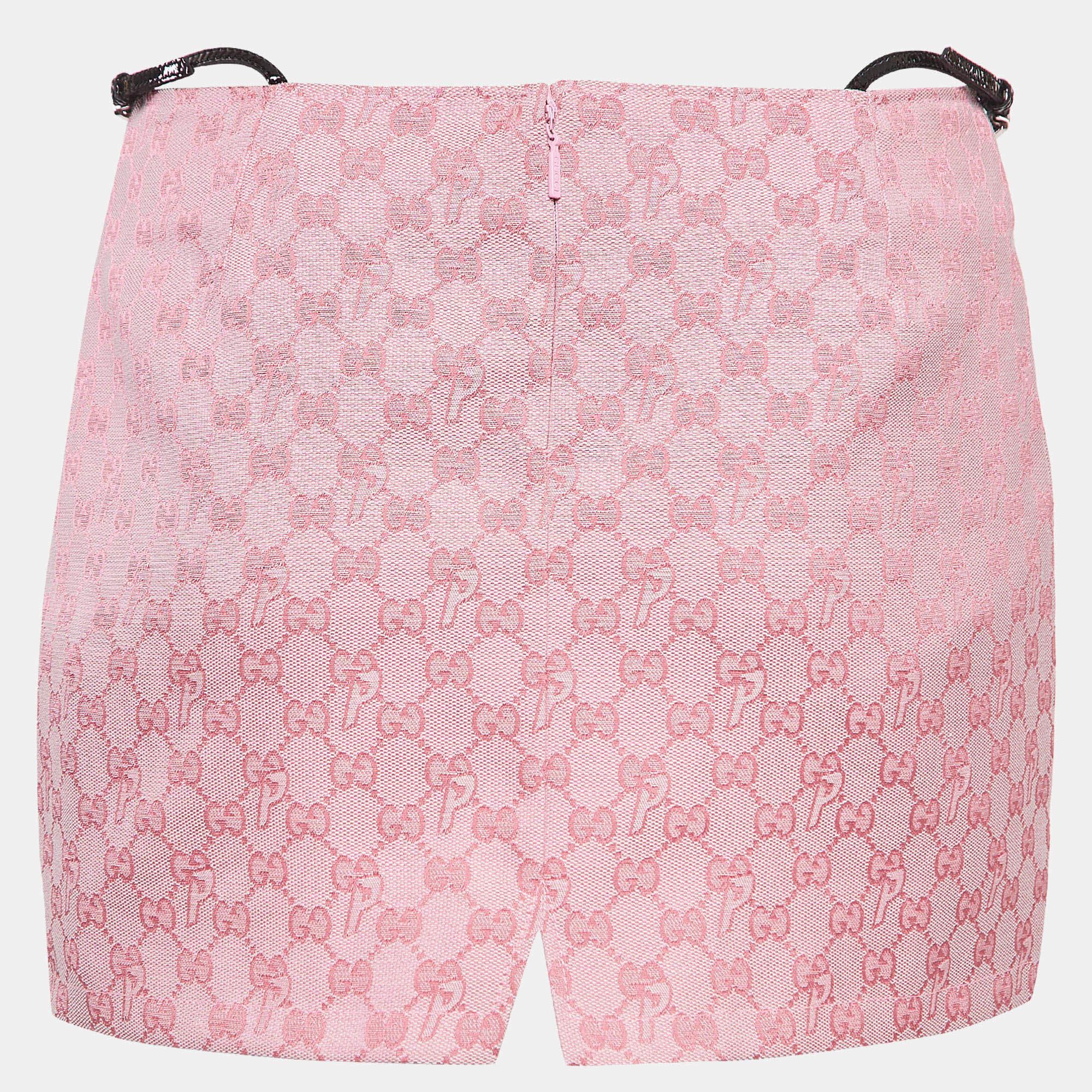 Gucci X Palace Pink Logo Jacquard Mini Skirt S 5