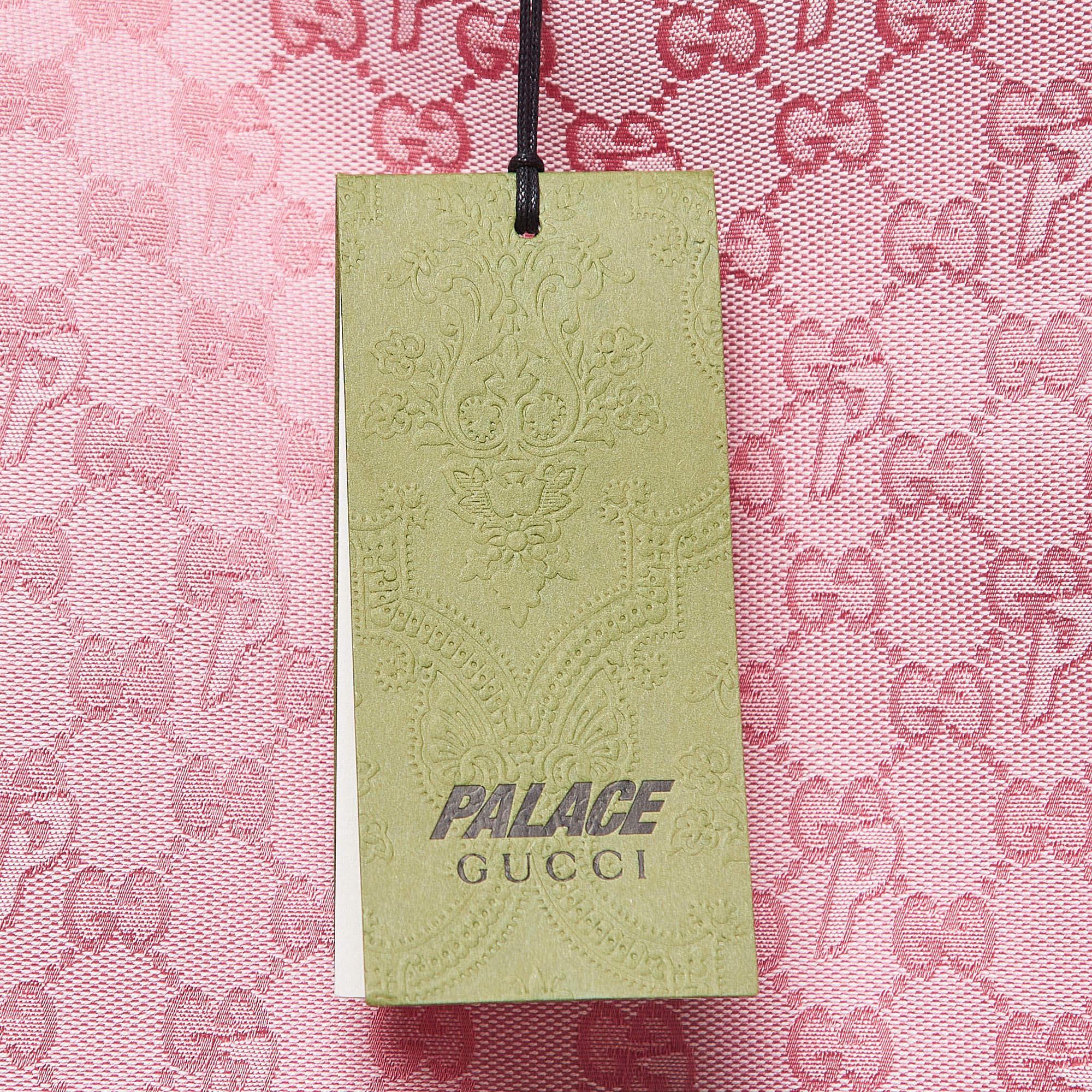 Beige Mini-jupe Gucci X Palace rose avec logo en jacquard S