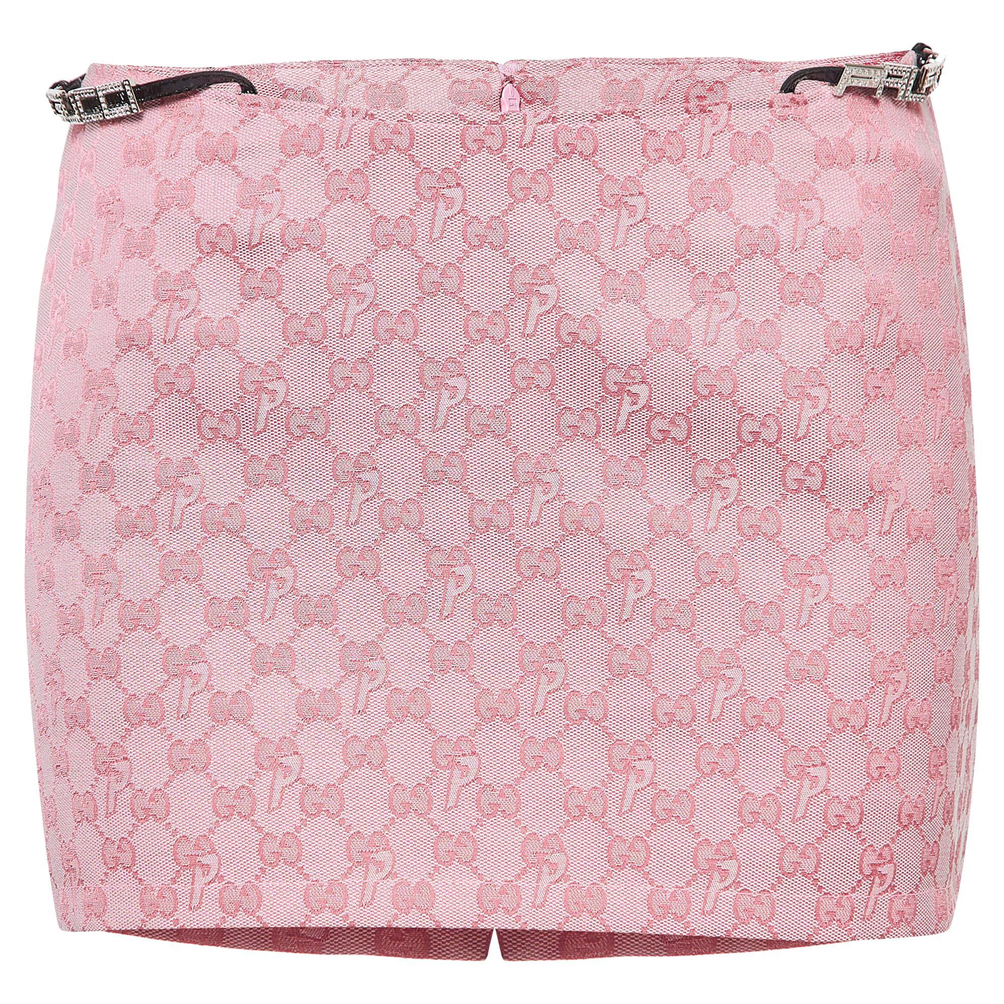 Gucci X Palace Pink Logo Jacquard Mini Skirt S