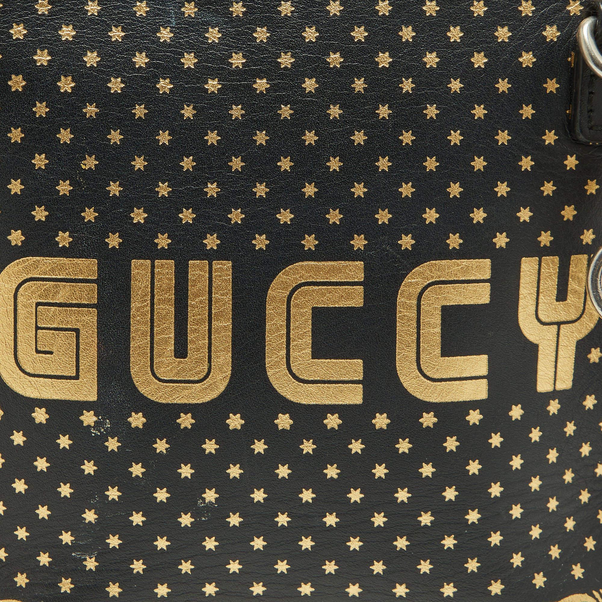 Gucci X Sega Noir/Or Mini sac à main GUCCY Star Dome en cuir 10