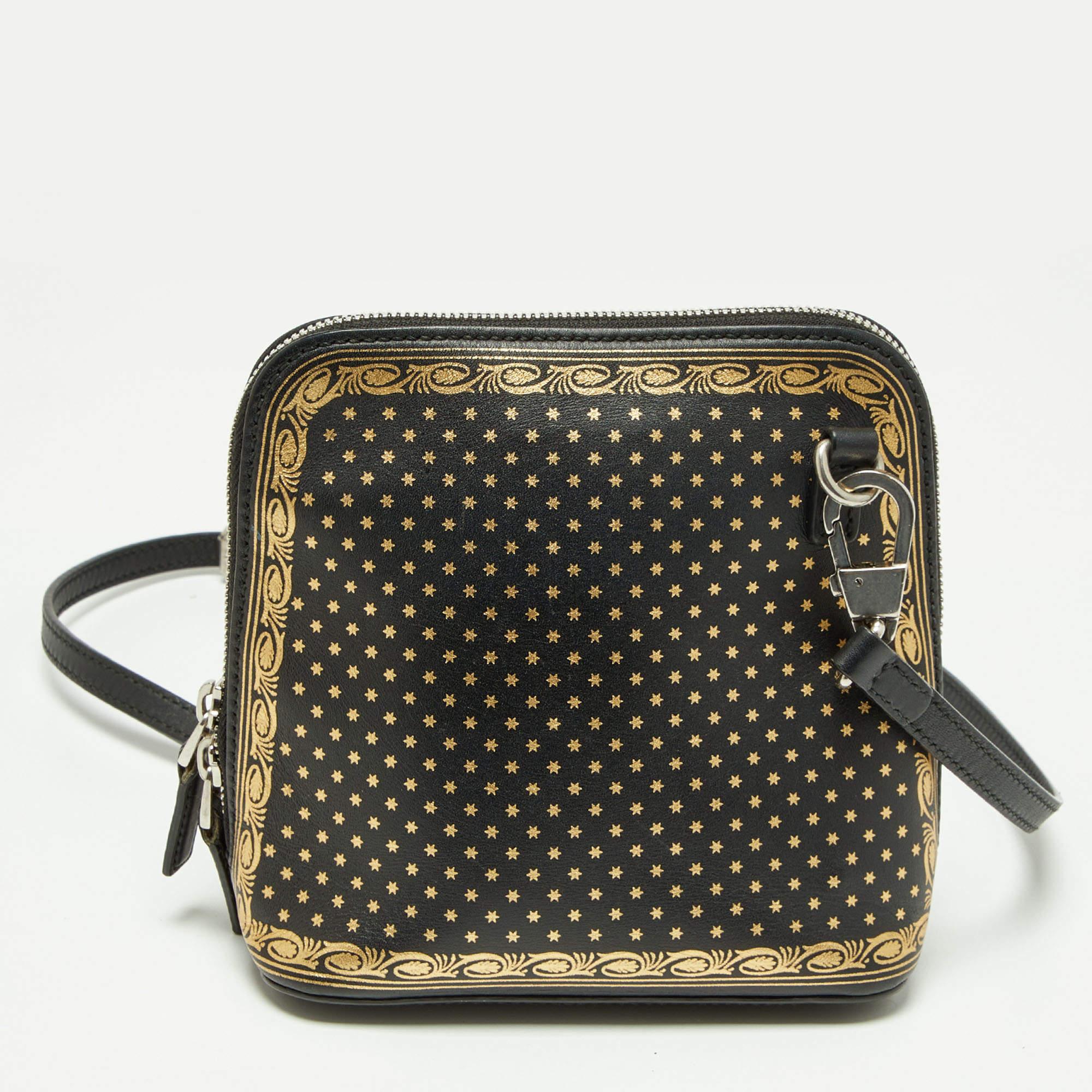 Large Studded Saffiano Leather Dome Crossbody Bag