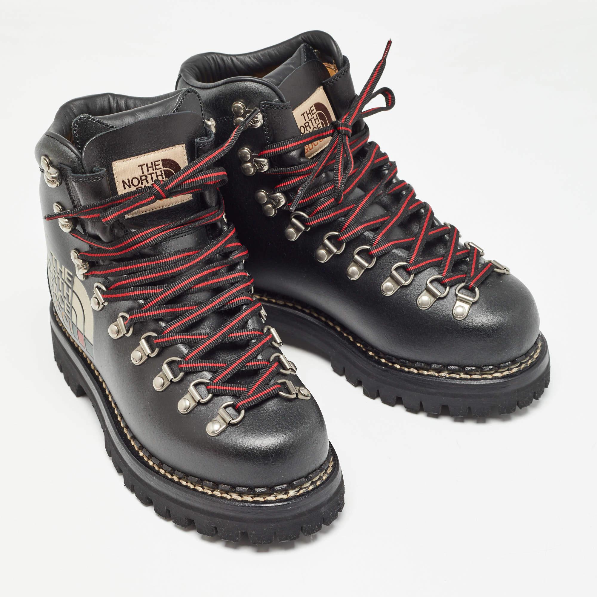 Bottes de randonnée en cuir noir Gucci x The North Face Taille 36 Excellent état à Dubai, Al Qouz 2