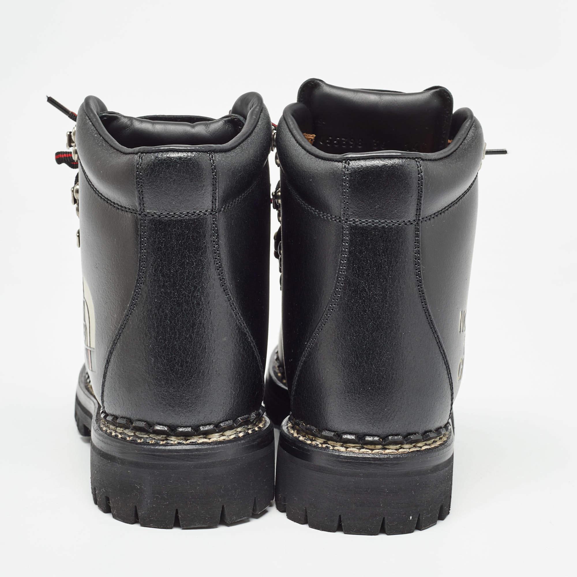  Bottes de randonnée en cuir noir Gucci x The North Face Taille 36 Pour femmes 