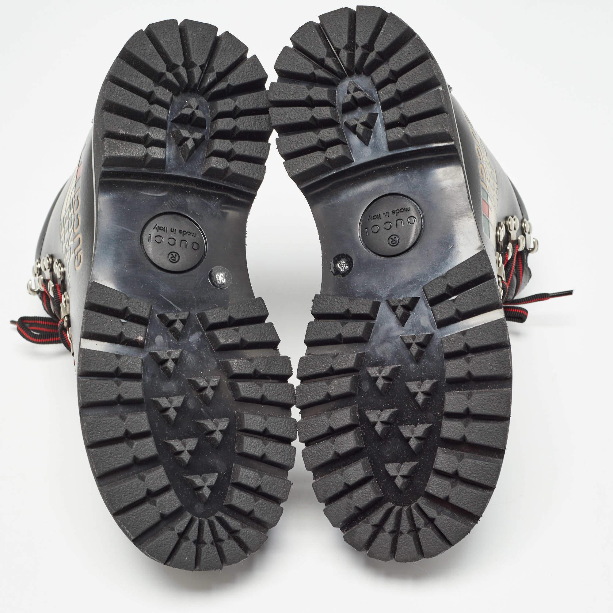 Bottes de randonnée en cuir noir Gucci x The North Face Taille 36 1