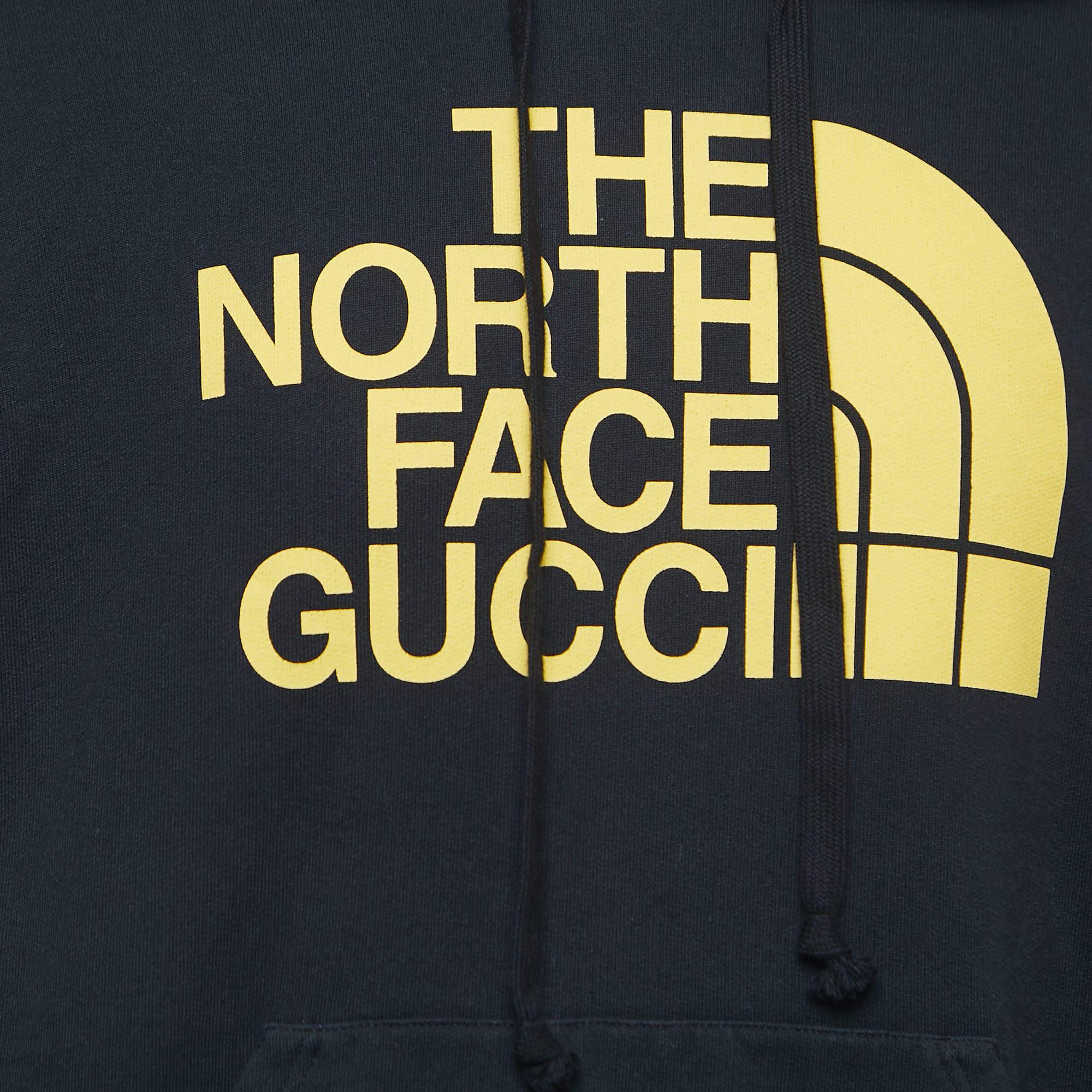 Men's Gucci X The North Face Black Logo Print Cotton Hoodie M For Sale