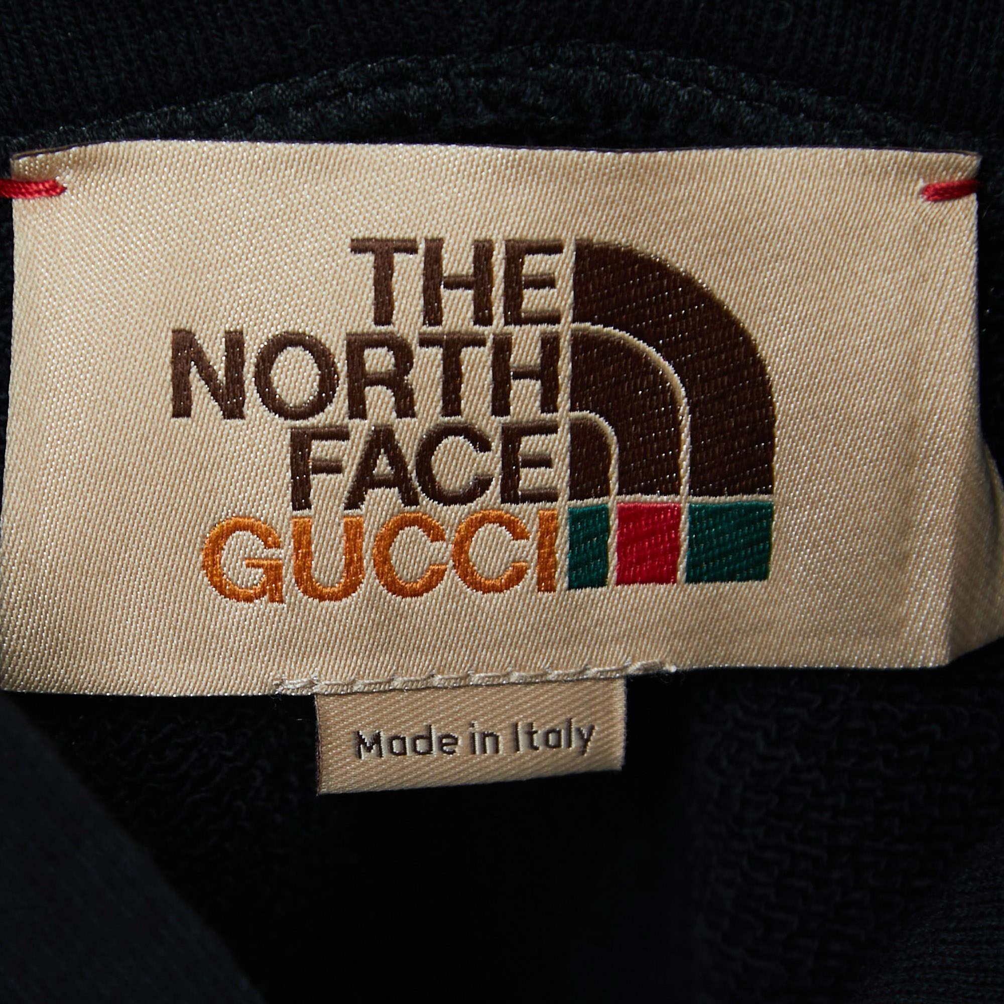 Gucci X The North Face Black Logo Print Cotton Hoodie M For Sale 1