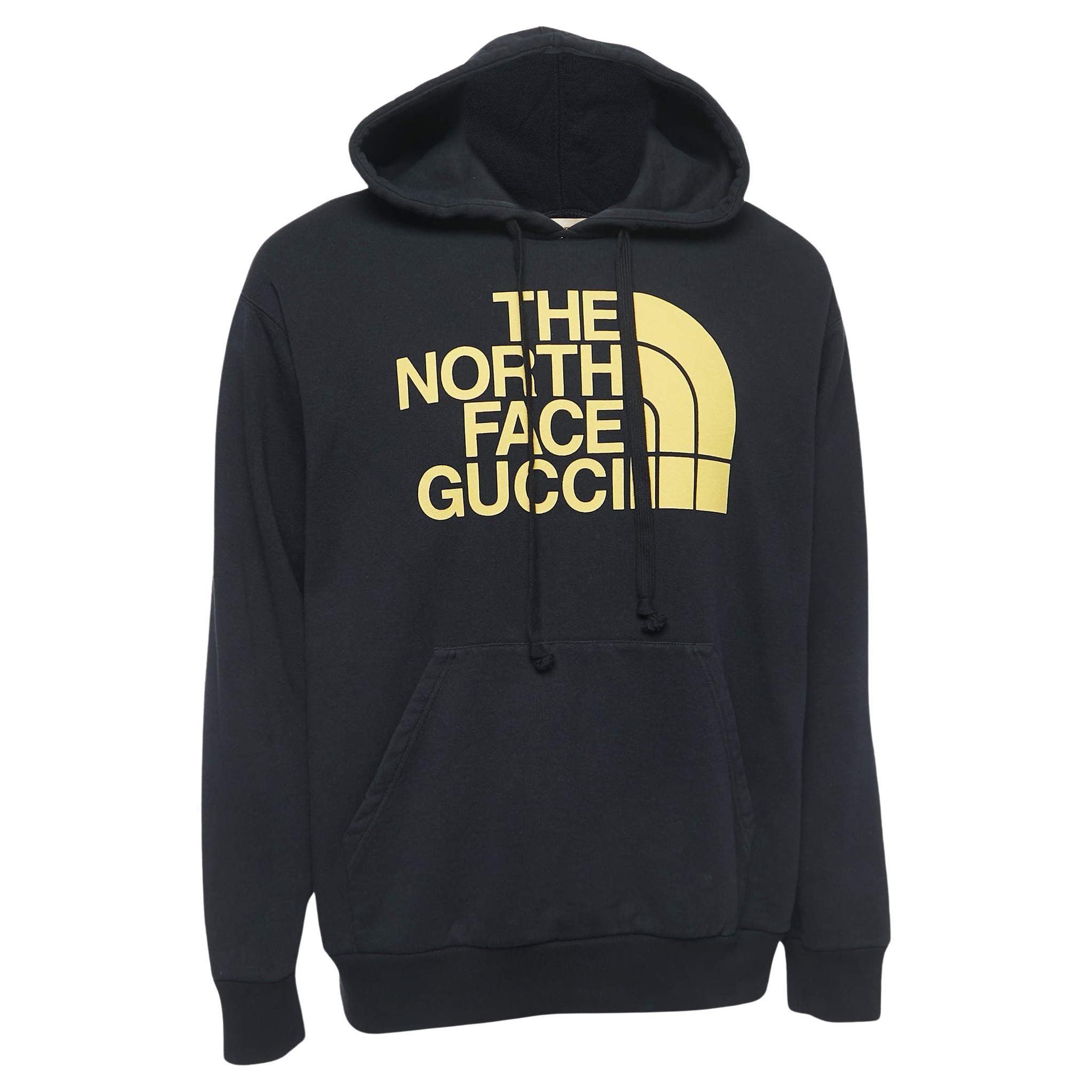 Gucci X The North Face Black Logo Print Cotton Hoodie M For Sale