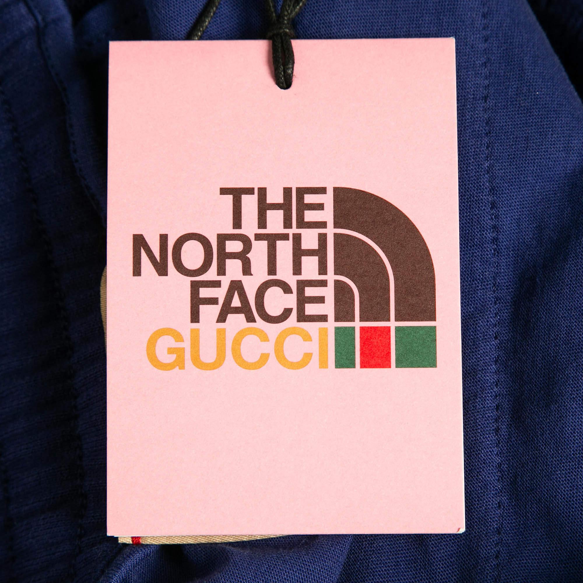 Gucci X The North Face - Pantalon de survêtement bleu en tricot de coton et nylon M Pour hommes en vente