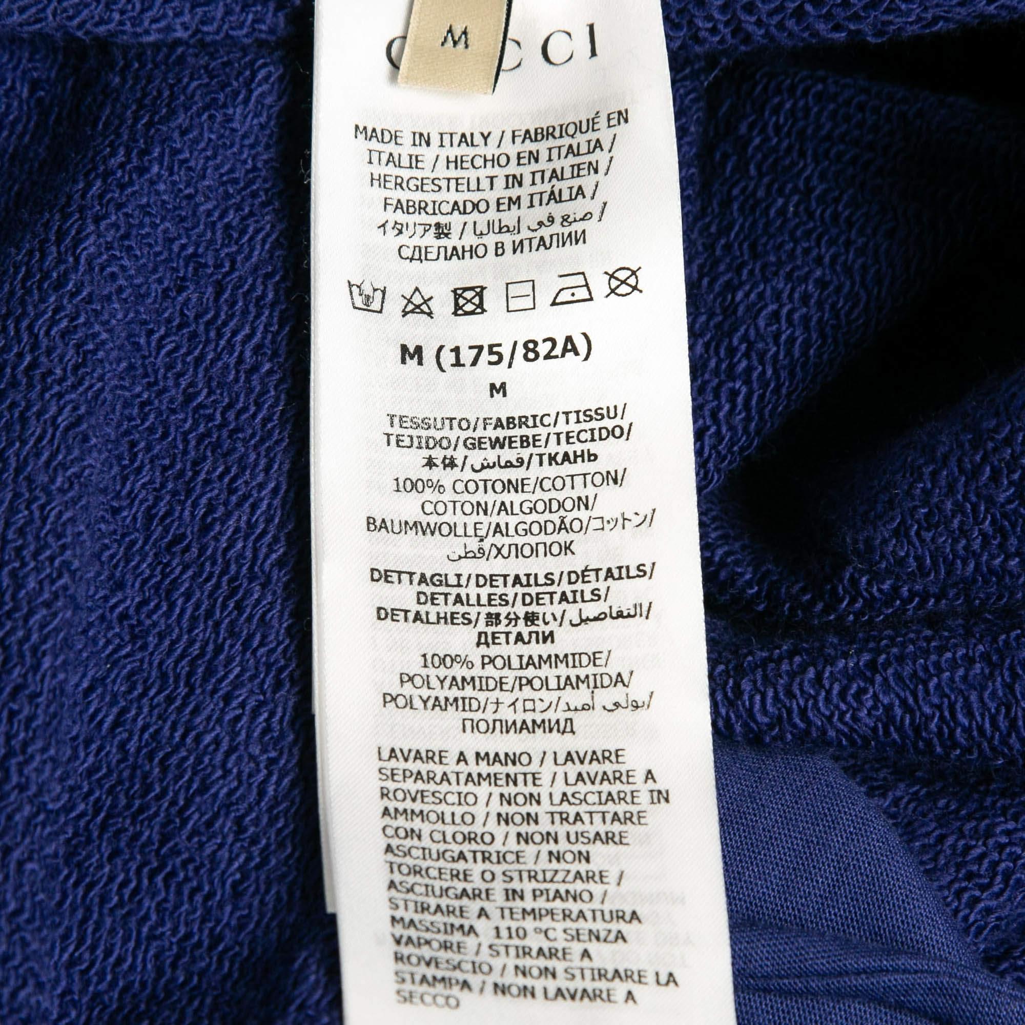 Gucci X The North Face - Pantalon de survêtement bleu en tricot de coton et nylon M en vente 1