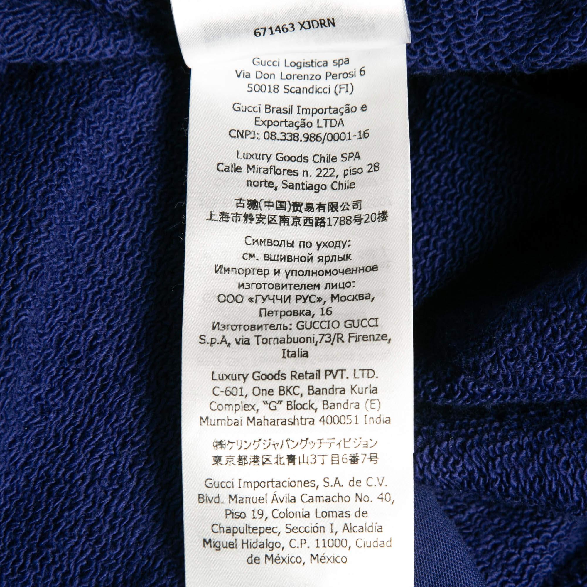 Gucci X The North Face - Pantalon de survêtement bleu en tricot de coton et nylon M en vente 2