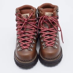 Gucci X The North Face Brown Leather Printed Hiking Ankle Boots Size 36.5