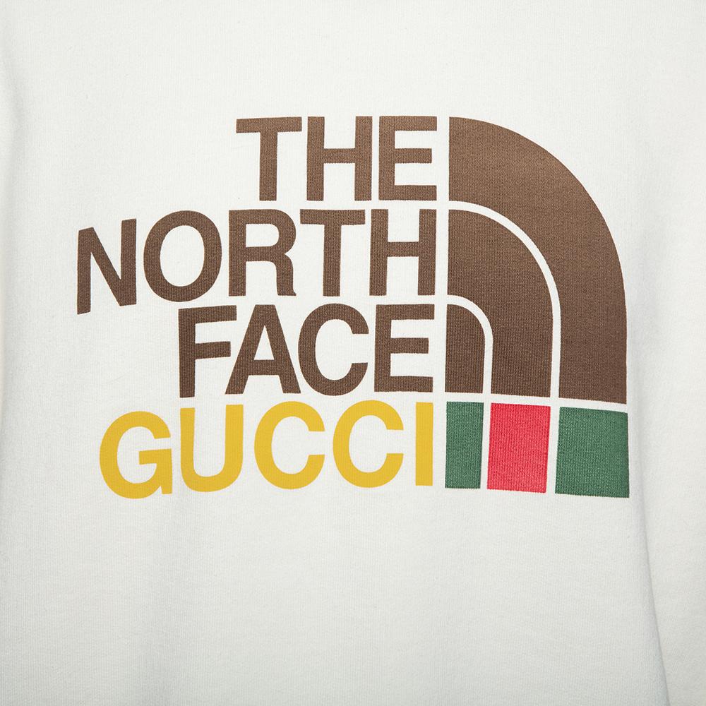 Gucci X The North Face Cream Cotton Logo Printed Sweatshirt M In New Condition In Dubai, Al Qouz 2