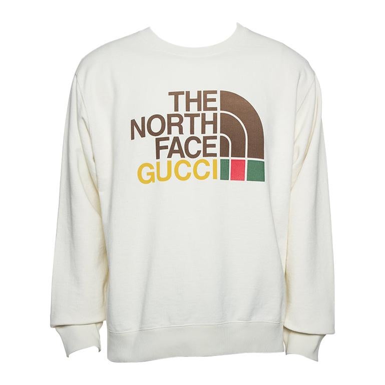 Gucci X The North Face Cream Cotton Logo Printed Sweatshirt M