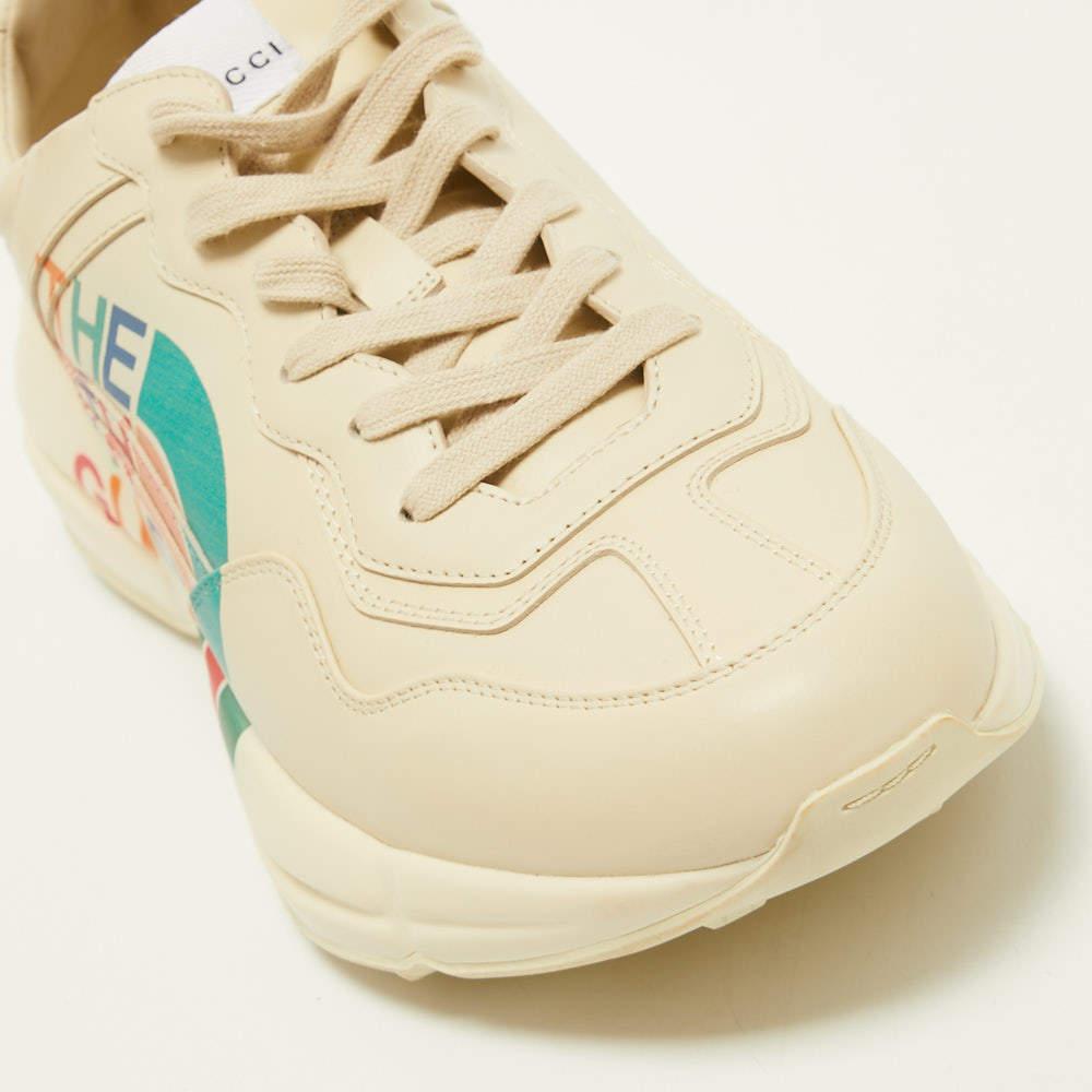 Men's Gucci x The North Face Cream Leather Rhyton Sneakers Size 43
