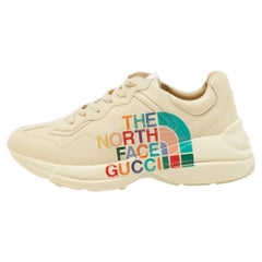Gucci x The North Face - Baskets Rhyton en cuir crème, taille 43