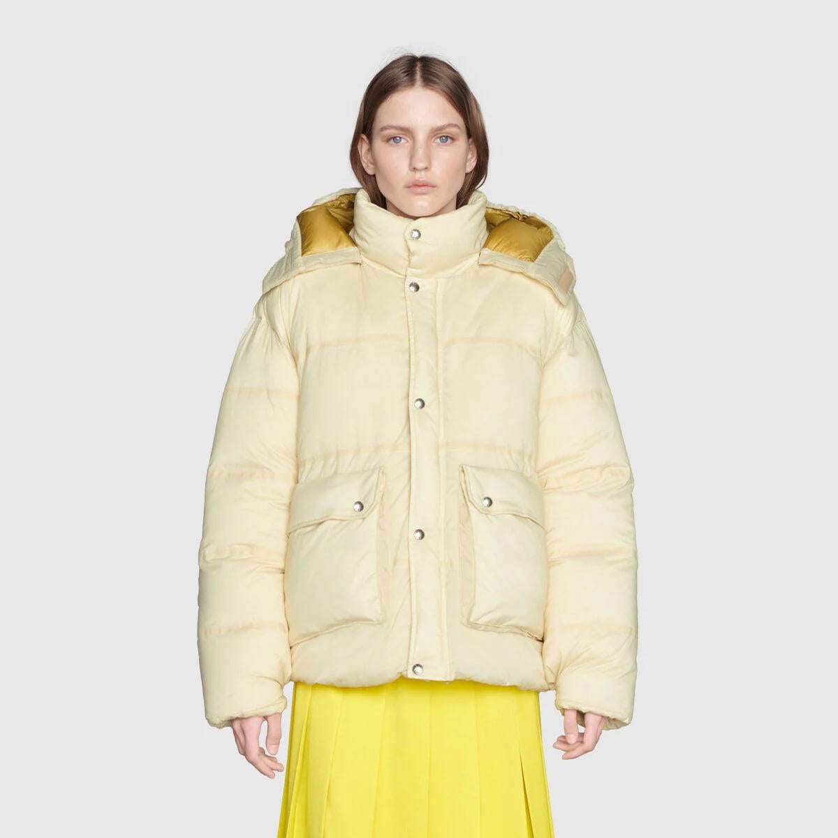 Gucci x THE NORTH FACE - Giacca in nylon crema 2022 CROPPED DOWN PUFFER XXS in vendita 5