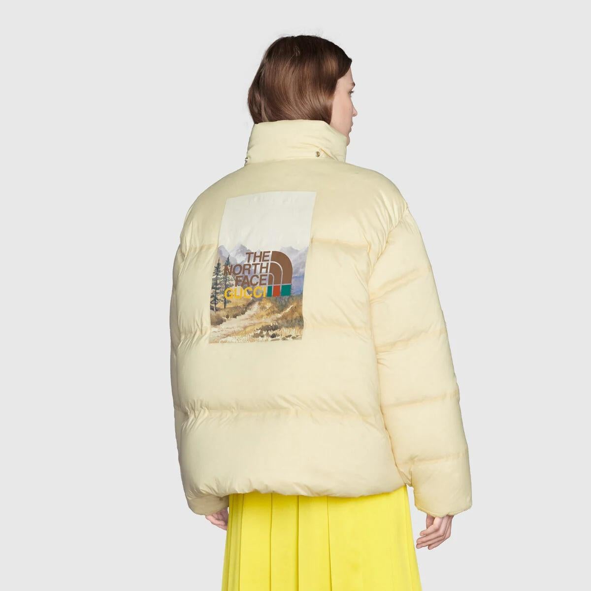 Gucci x THE NORTH FACE - Giacca in nylon crema 2022 CROPPED DOWN PUFFER XXS in vendita 6