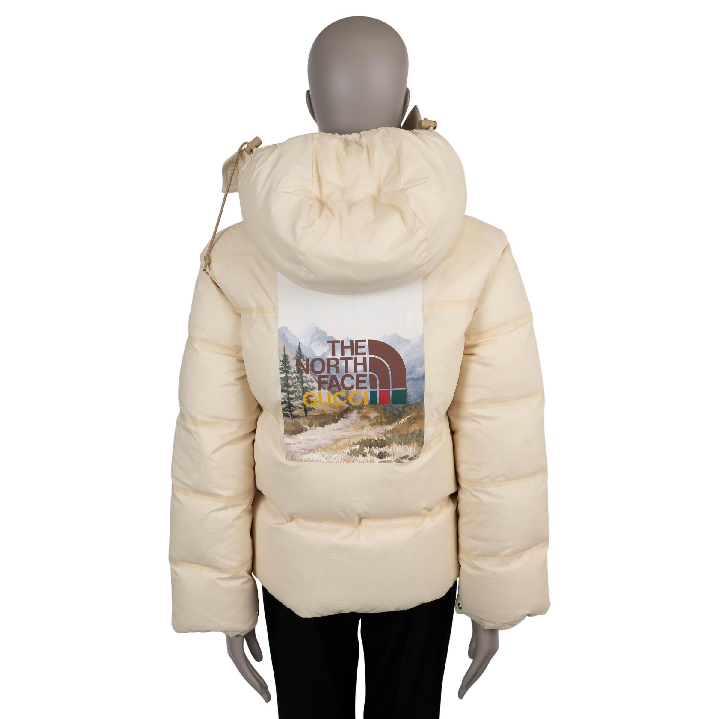 Gucci x THE NORTH FACE - Giacca in nylon crema 2022 CROPPED DOWN PUFFER XXS In condizioni ottime in vendita a Zürich, CH