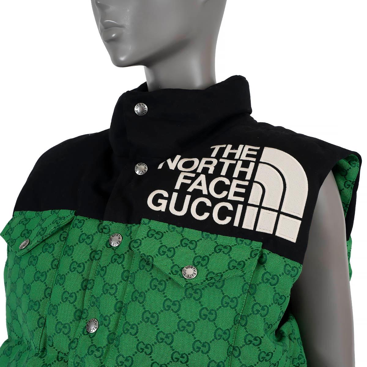 GUCCI x THE NORTH FACE green GG MONOGRAM PUFFER Vest Jacket S For Sale 1