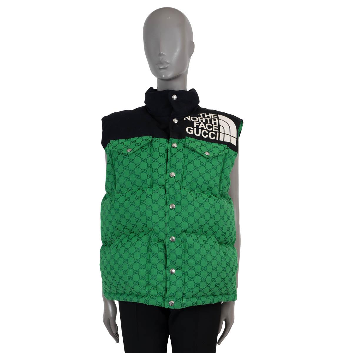 GUCCI x THE NORTH FACE green GG MONOGRAM PUFFER Vest Jacket S For Sale