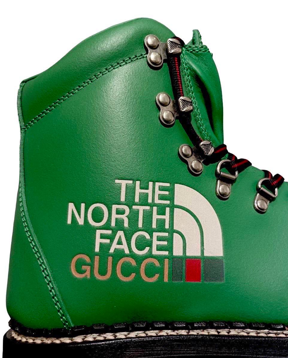 Brown Gucci x The North Face Green Leather Boots For Sale