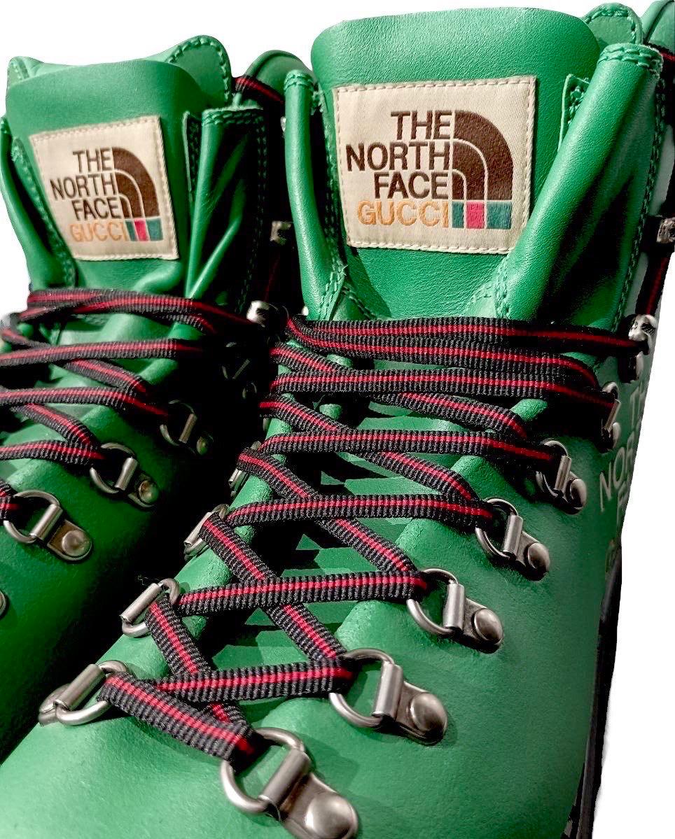 Women's Gucci x The North Face Green Leather Boots For Sale