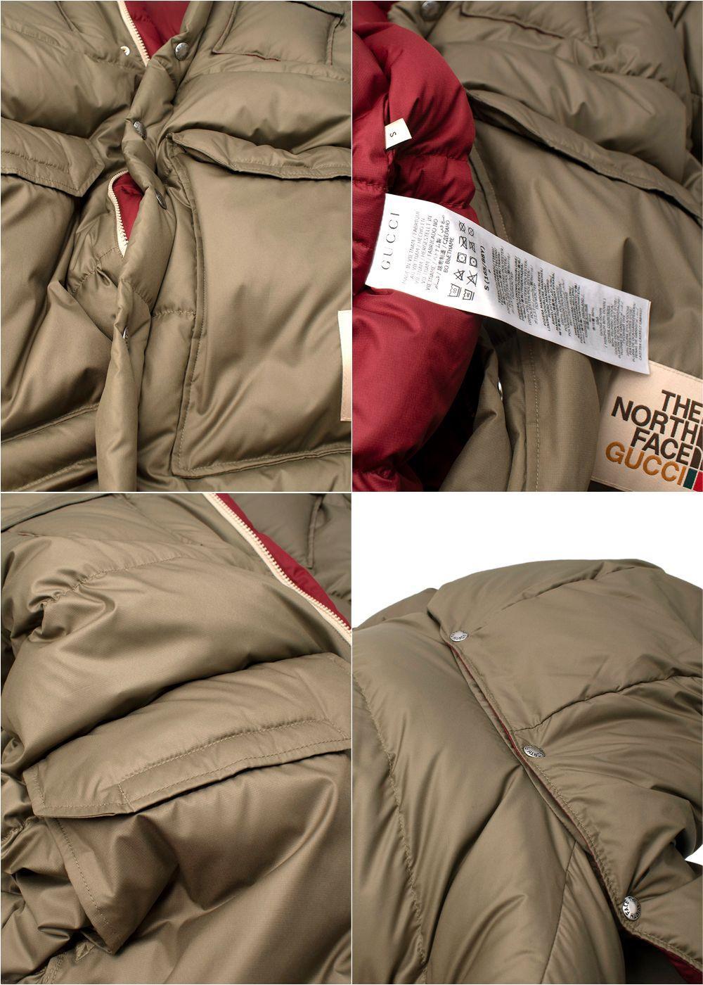 Gucci x The North Face Abrigo de pluma caqui limitado - US 6 en venta 4