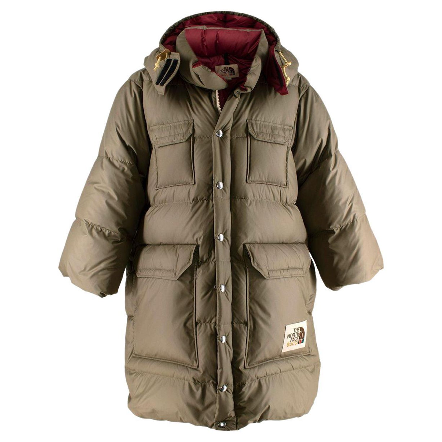 Gucci x The North Face Limited Khaki Down Coat - US 6 For Sale at 1stDibs