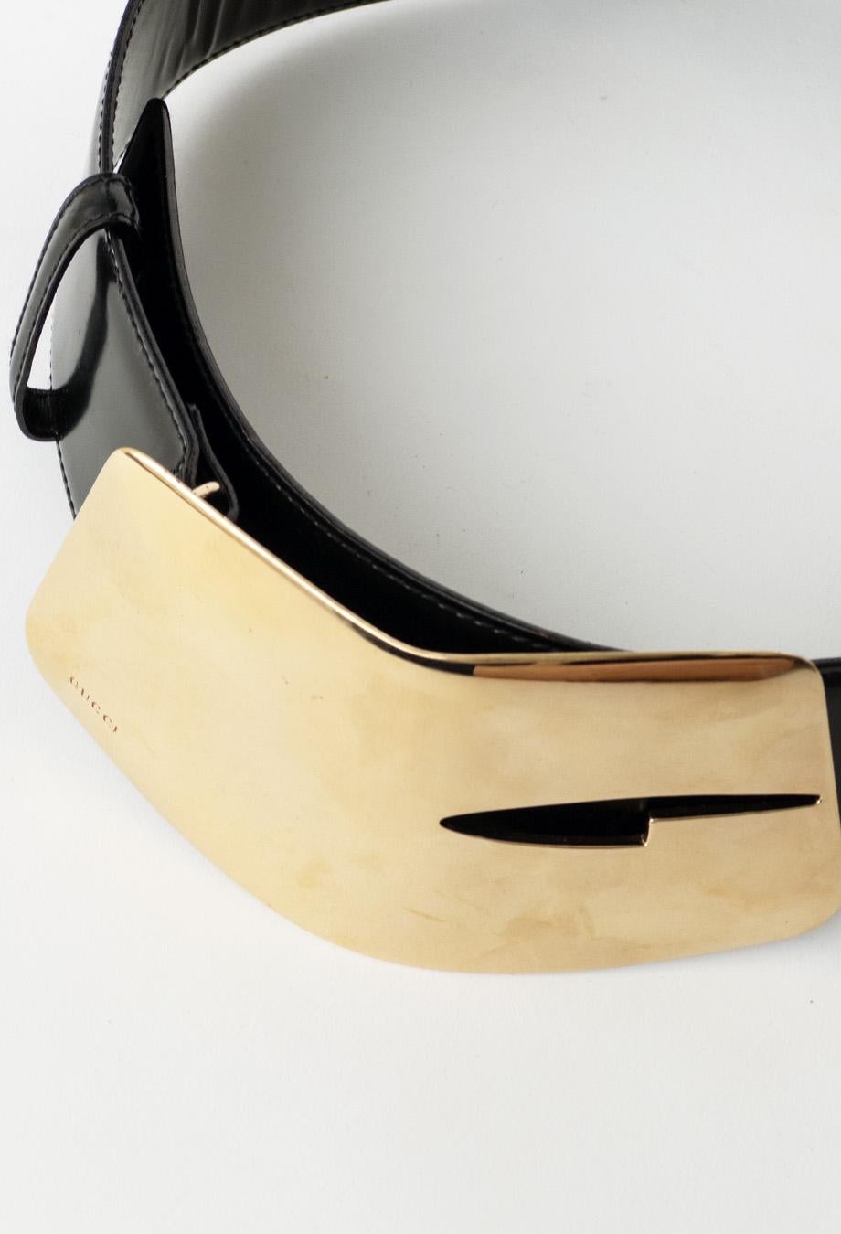 Gucci x Tom Ford 1996 Runway Kate Moss G Belt in Black & Gold 1