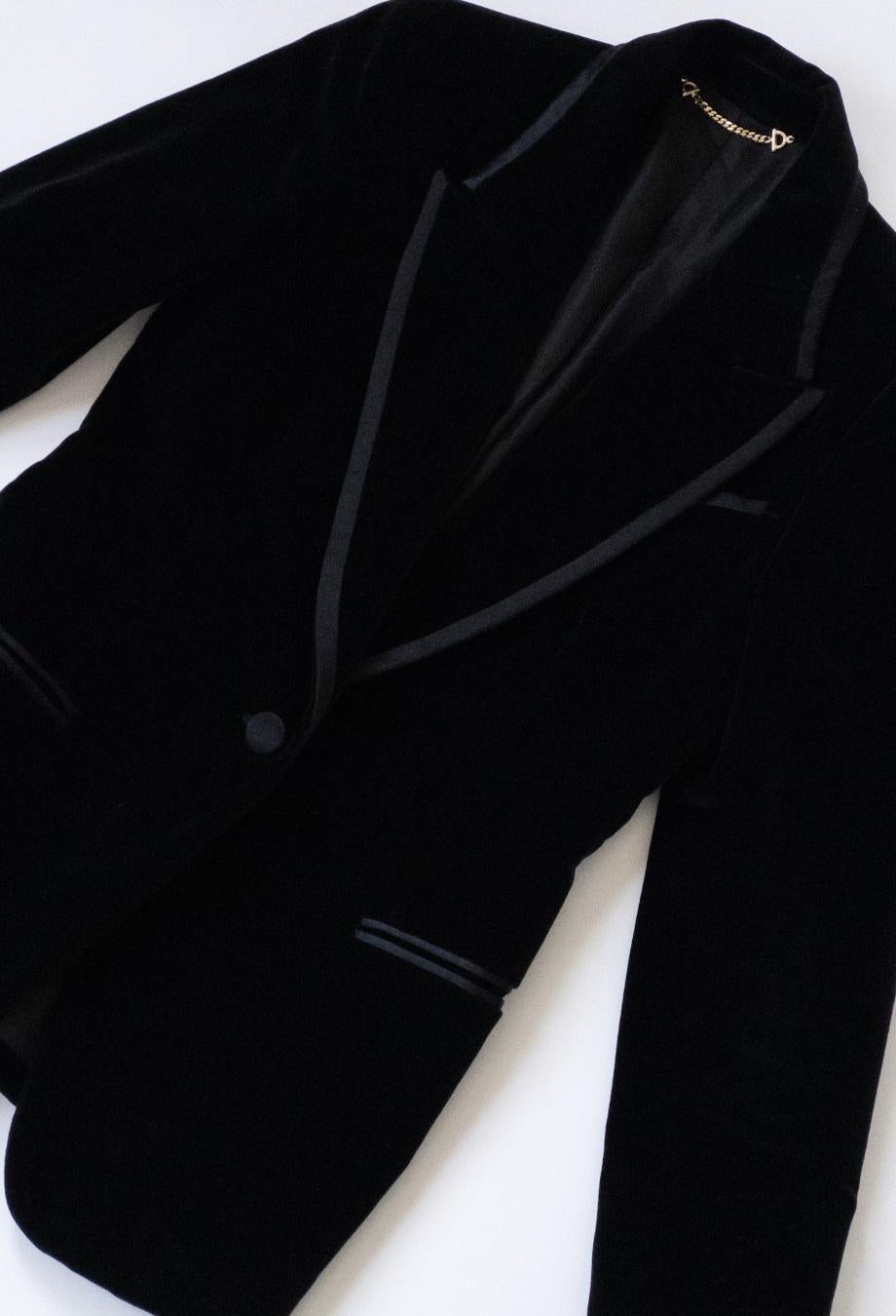 da uomo o donna Gucci x Tom Ford 1996 RUNWAY Blazer smoking in velluto nero Gwyneth Paltrow in vendita