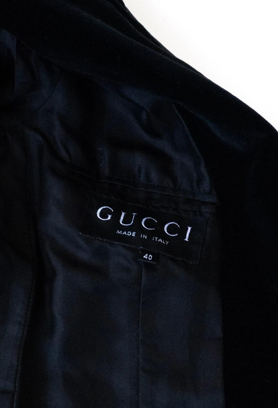 Gucci x Tom Ford 1996 RUNWAY Blazer smoking in velluto nero Gwyneth Paltrow in vendita 3