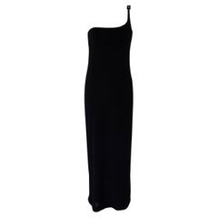 Gucci x Tom Ford 1998 G Crystal One Shoulder Dress Black Gown WITH TAGS Sz IT40