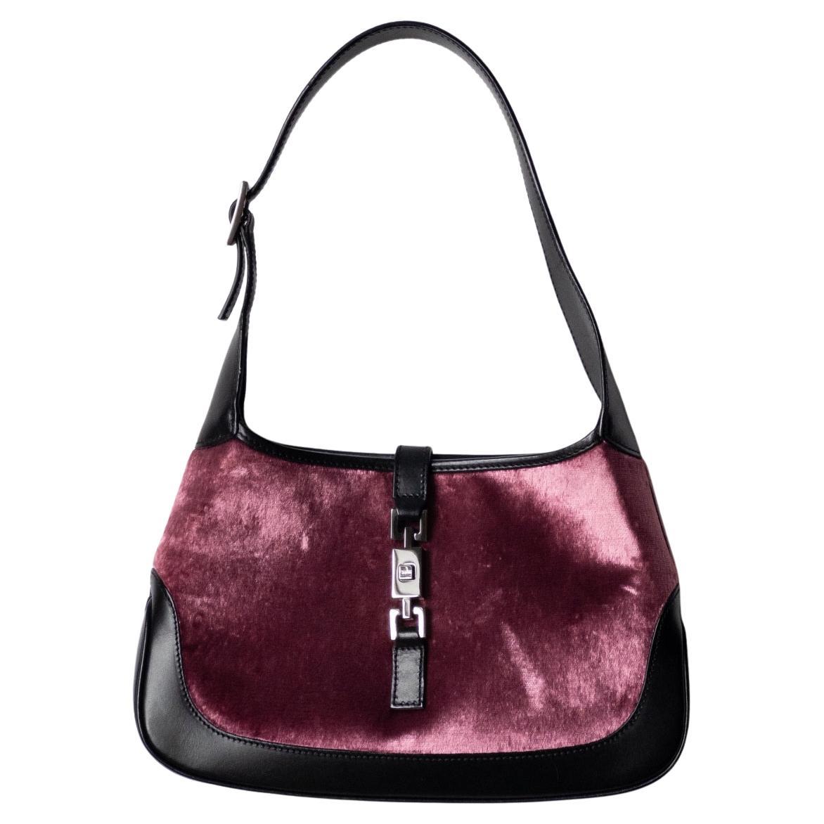 Gucci x Tom Ford 1999 AD Campaign Pink Velvet Vintage Jackie Bag For Sale