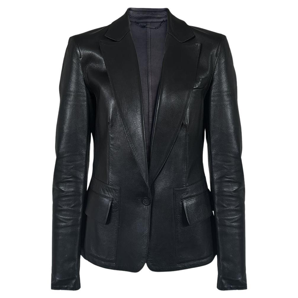 Gucci x Tom Ford Black Leather Blazer Jacket Sz XS