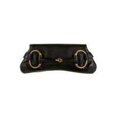 Gucci x Tom Ford Black Leather Gold Horsebit Chain Clutch Shoulder Flap Bag
