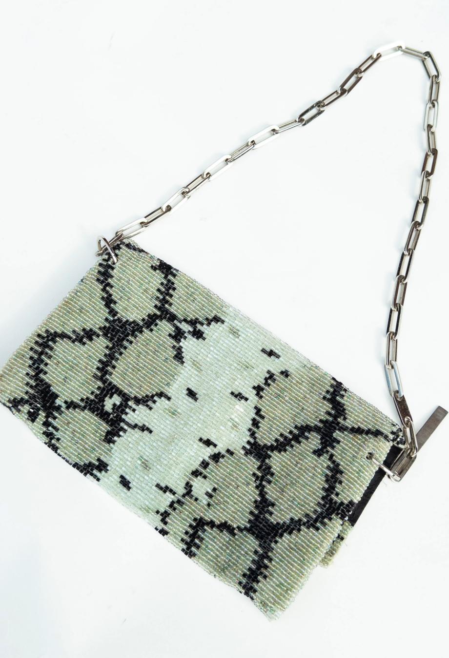 Grigio Gucci x Tom Ford Era Campaign S/S 2000 Beaded Snake Bag in vendita