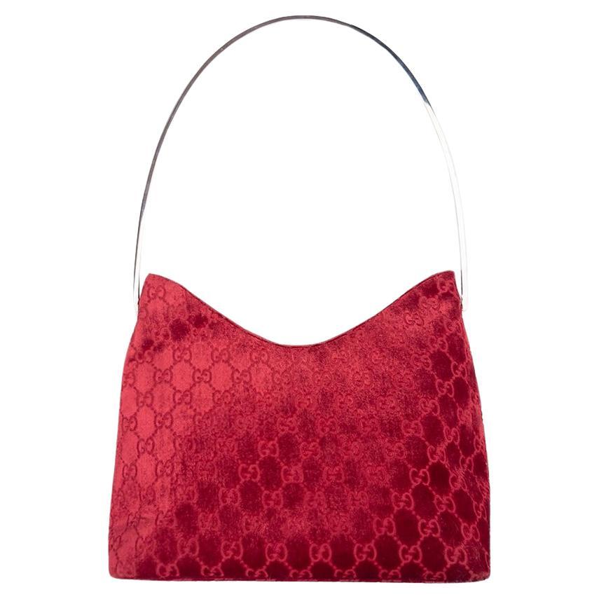 Gucci x Tom Ford F/W 1997 AD CAMPAIGN Sac en velours rouge GG "The Nanny". en vente