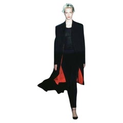Gucci x Tom Ford F/W 1997 RUNWAY Red Lining Coat Jacket 'G' Buckle Black Wool